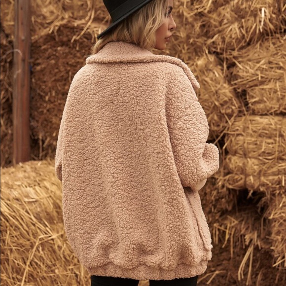 SHEIN Pocket Front Zip Up Teddy Jacket - Picture 5 of 5